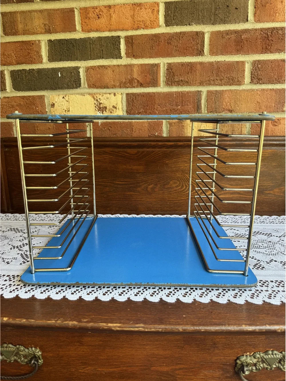 Vintage Playskool Blue Metal Puzzle Storage Rack